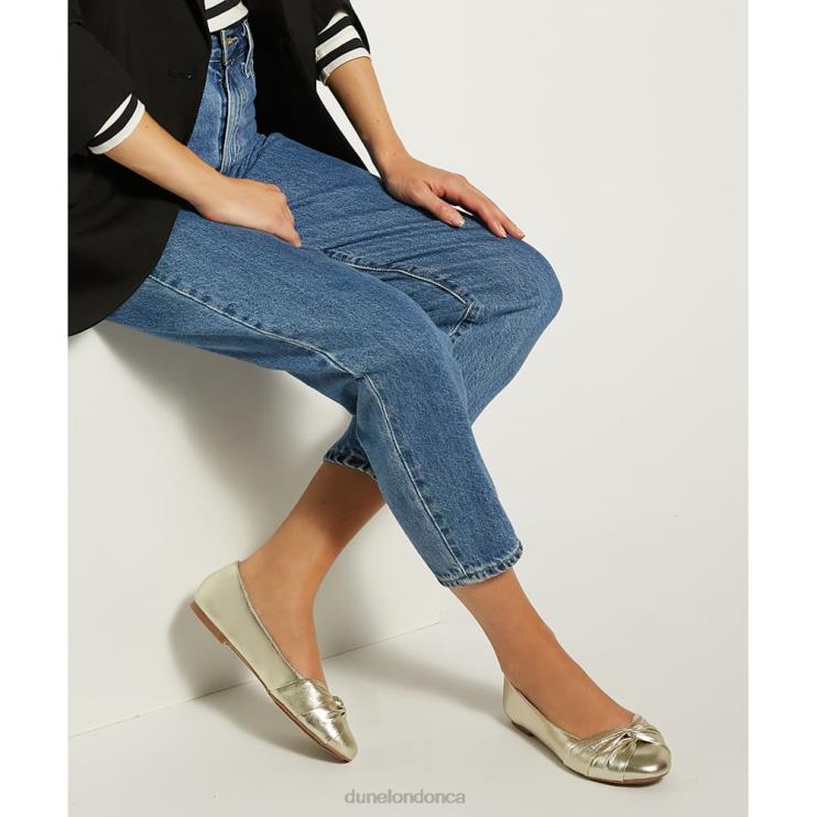 Dune London Hanson Women Twist Front Ballet Flats Gold 2Z0DB460