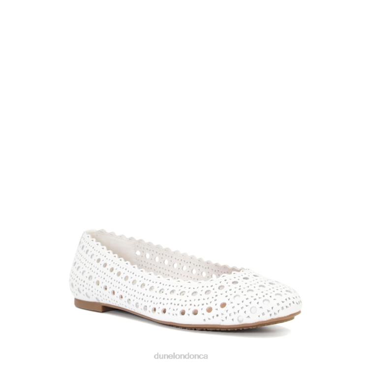Dune London Harlows Women Laser-Cut-Detail Ballet Flats White 2Z0DB672