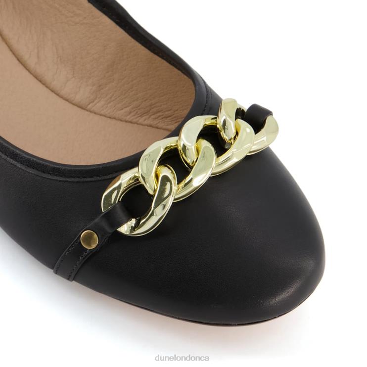 Dune London Haselle Women Chain Ballerina Shoes Black 2Z0DB644