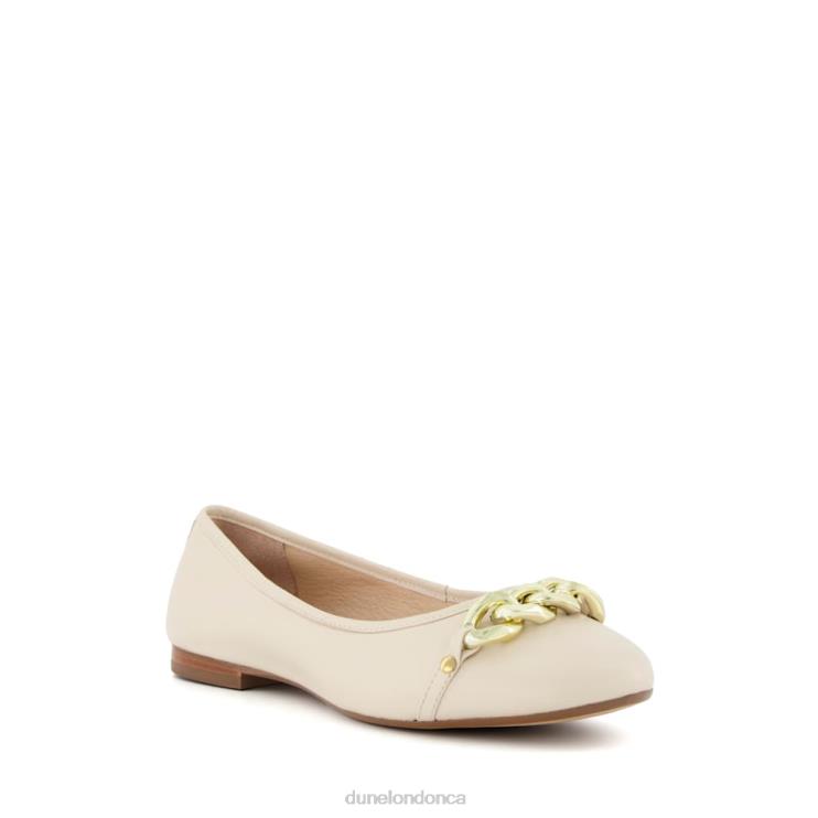 Dune London Haselle Women Chain Ballerina Shoes Ecru 2Z0DB643