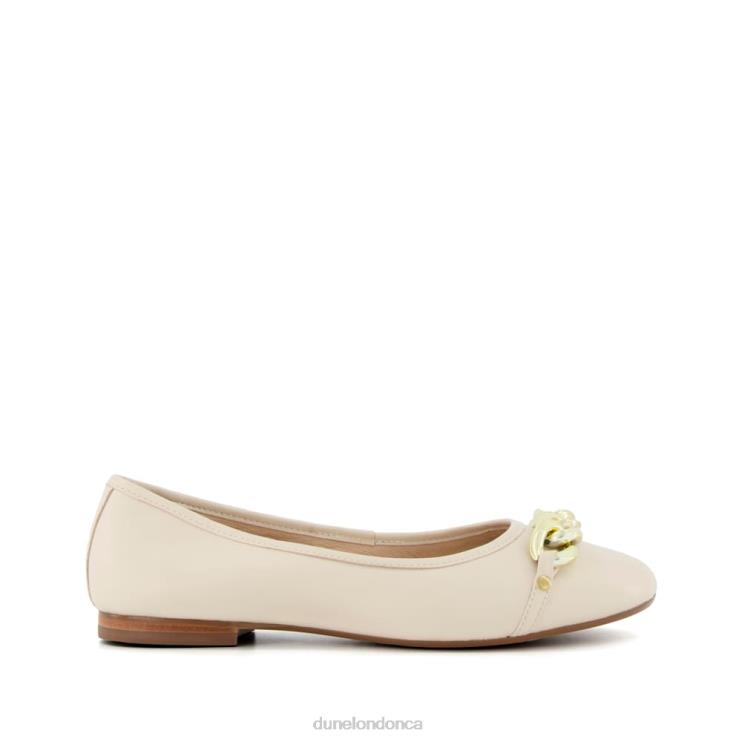 Dune London Haselle Women Chain Ballerina Shoes Ecru 2Z0DB643