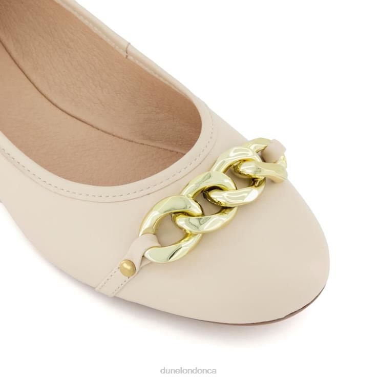 Dune London Haselle Women Chain Ballerina Shoes Ecru 2Z0DB643