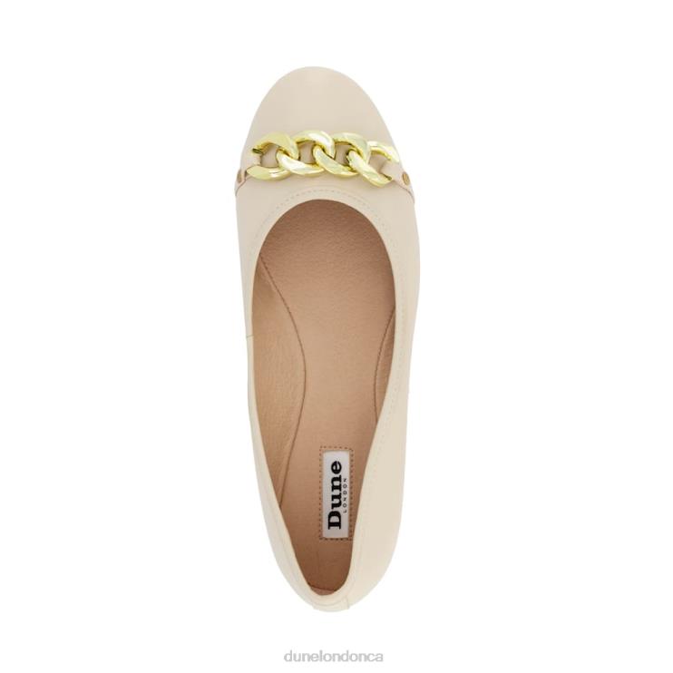 Dune London Haselle Women Chain Ballerina Shoes Ecru 2Z0DB643