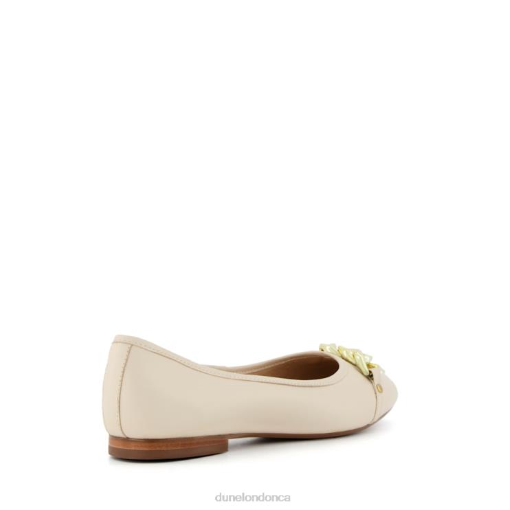 Dune London Haselle Women Chain Ballerina Shoes Ecru 2Z0DB643