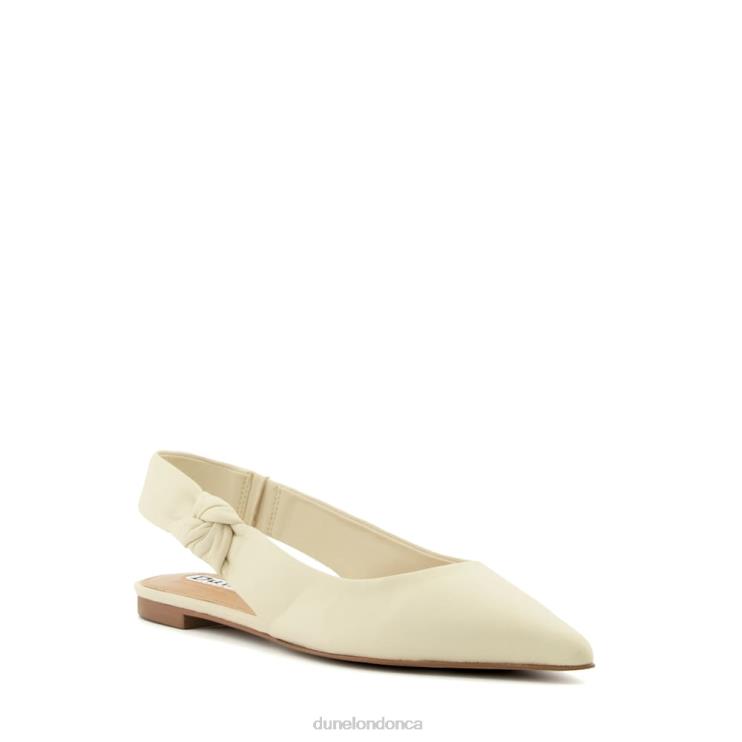 Dune London Heighten Women Leather Flat Slingback Ballet Shoes Ecru 2Z0DB135