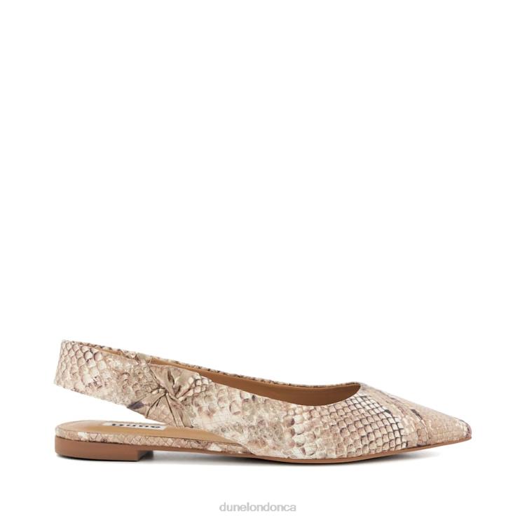 Dune London Heighten Women Leather Flat Slingback Ballet Shoes Reptile 2Z0DB448
