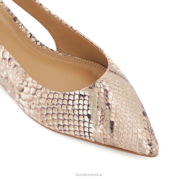 Dune London Heighten Women Leather Flat Slingback Ballet Shoes Reptile 2Z0DB448