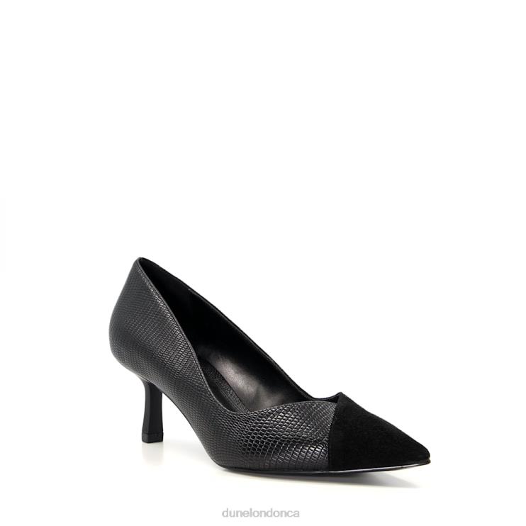 Dune London Aleena Women Reptile Suede Mix Court Shoes Black 2Z0DB593