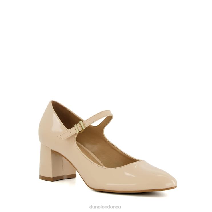Dune London Alenna Women Patent Block-Heel Mary Jane Courts Nude 2Z0DB91