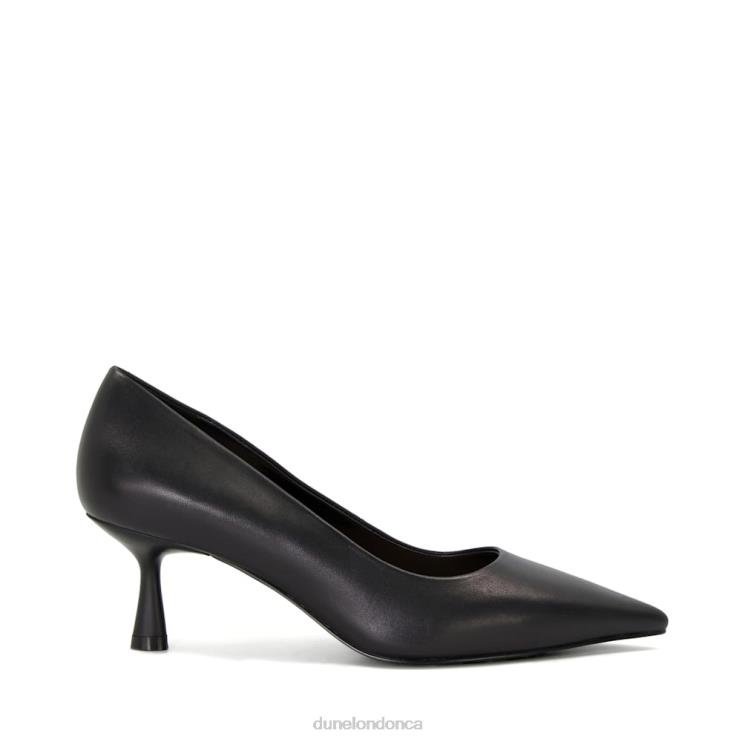 Dune London Angelina Women Wide Fit Flare-Heel Leather Court Shoes Black 2Z0DB81