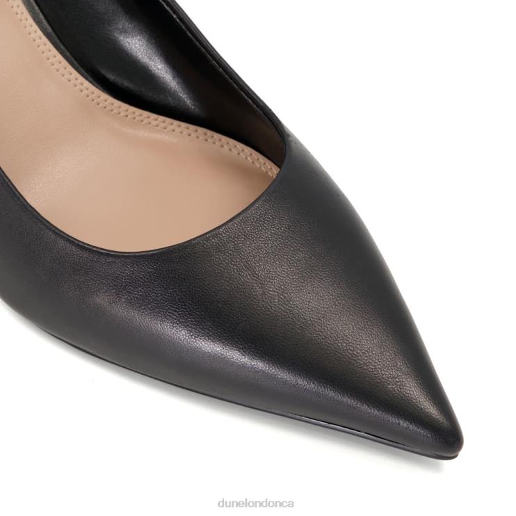 Dune London Angelina Women Wide Fit Flare-Heel Leather Court Shoes Black 2Z0DB81