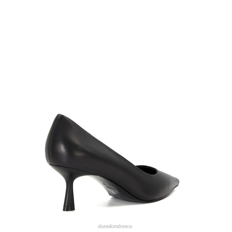 Dune London Angelina Women Wide Fit Flare-Heel Leather Court Shoes Black 2Z0DB81