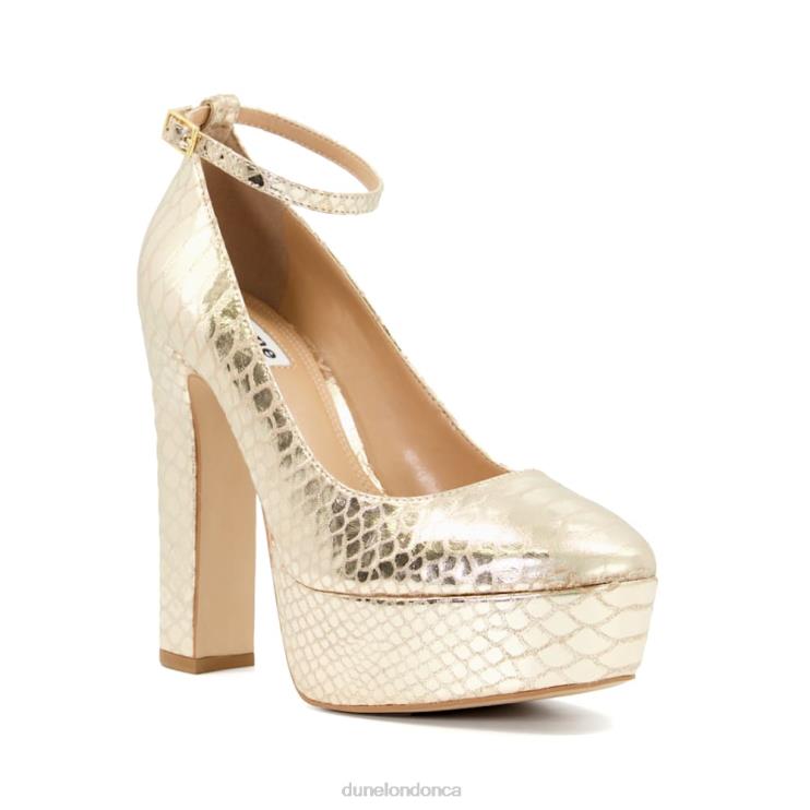Dune London Artist Women Ankle-Strap Metallic-Leather Platform Courts Gold 2Z0DB268