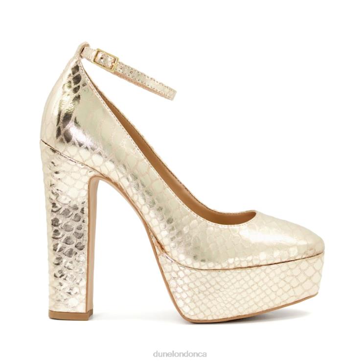 Dune London Artist Women Ankle-Strap Metallic-Leather Platform Courts Gold 2Z0DB268