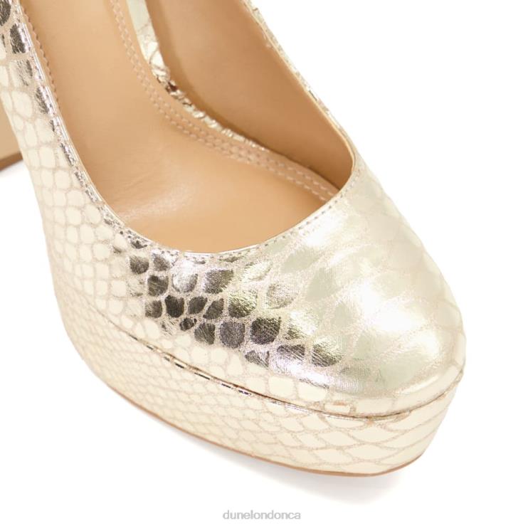 Dune London Artist Women Ankle-Strap Metallic-Leather Platform Courts Gold 2Z0DB268