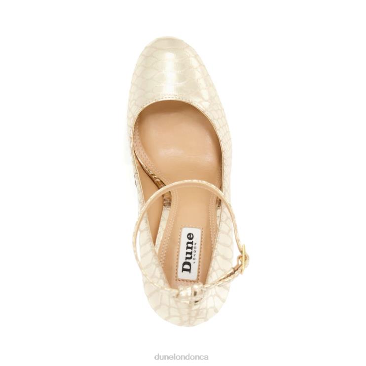Dune London Artist Women Ankle-Strap Metallic-Leather Platform Courts Gold 2Z0DB268