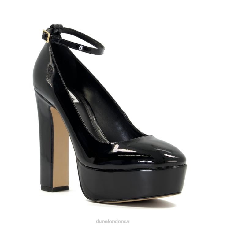 Dune London Artist Women Ankle-Strap Patent-Leather Platform Courts Black 2Z0DB491