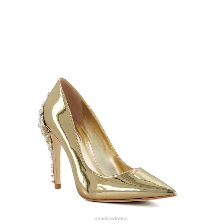 Dune London Audley Women Enamel-Stiletto Metallic Courts Gold 2Z0DB43