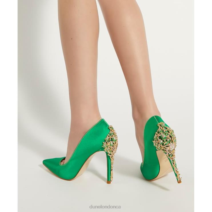 Dune London Audley Women Enamel-Stiletto Satin Courts Green 2Z0DB445
