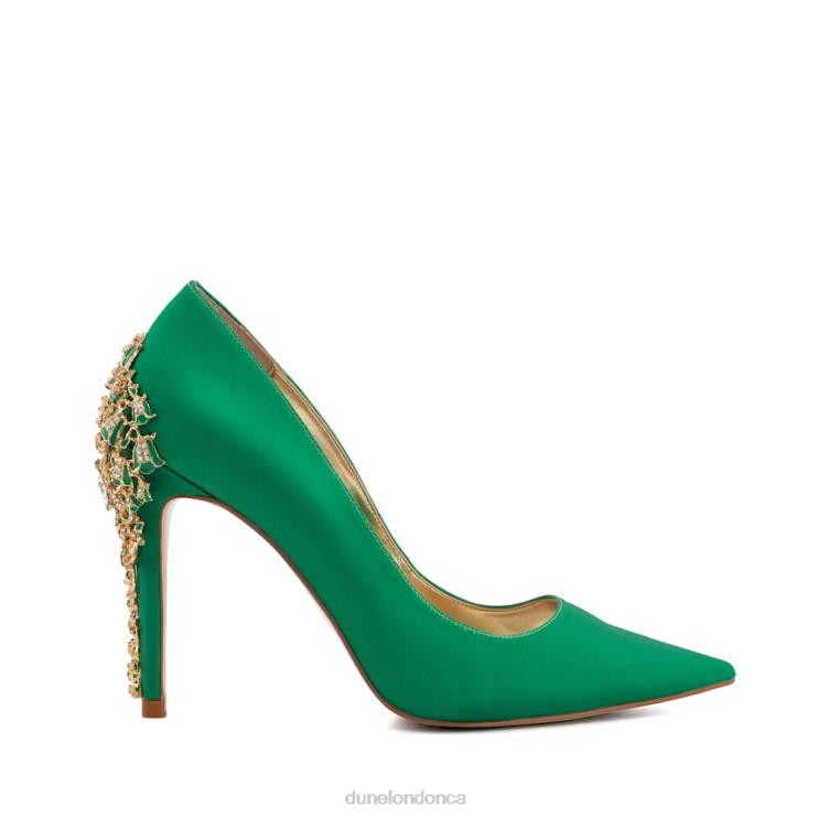 Dune London Audley Women Enamel-Stiletto Satin Courts Green 2Z0DB445