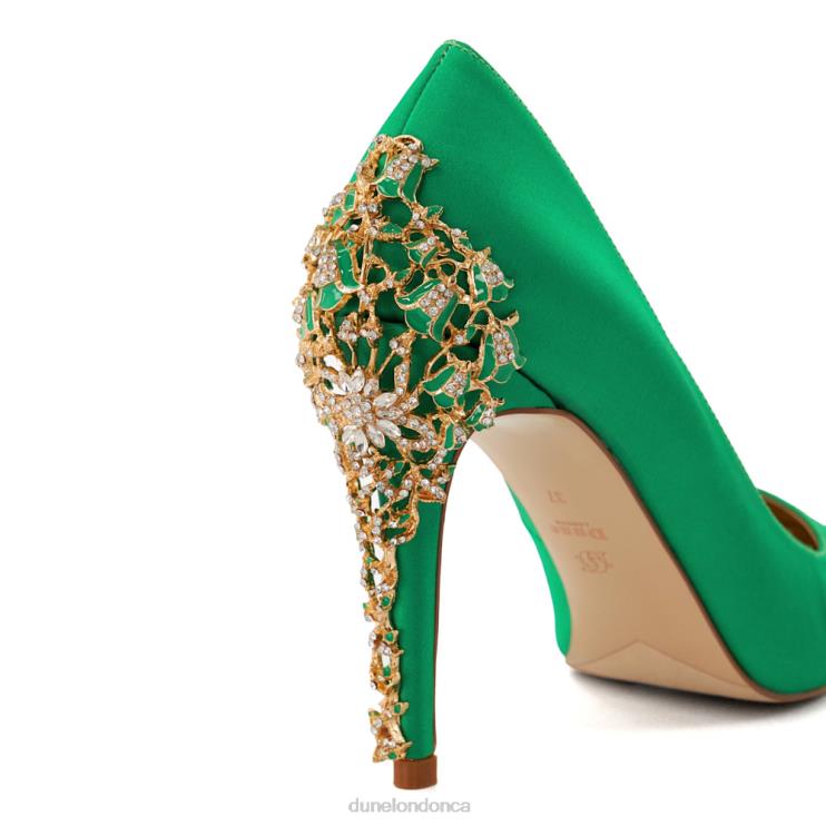 Dune London Audley Women Enamel-Stiletto Satin Courts Green 2Z0DB445