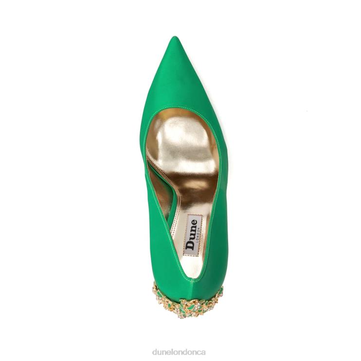 Dune London Audley Women Enamel-Stiletto Satin Courts Green 2Z0DB445