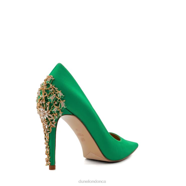Dune London Audley Women Enamel-Stiletto Satin Courts Green 2Z0DB445