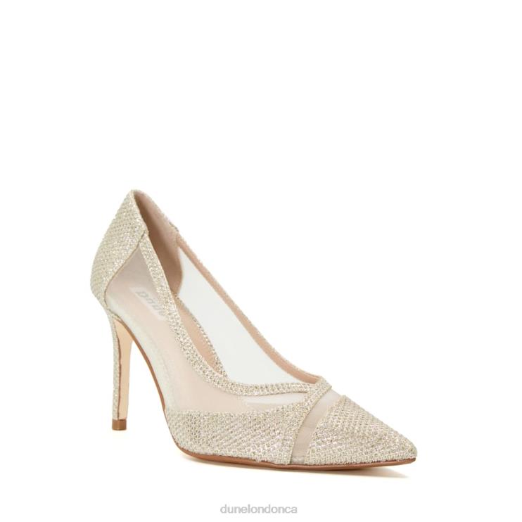 Dune London Banks Women Textured Metallic Heeled Court Shoes Gold 2Z0DB554