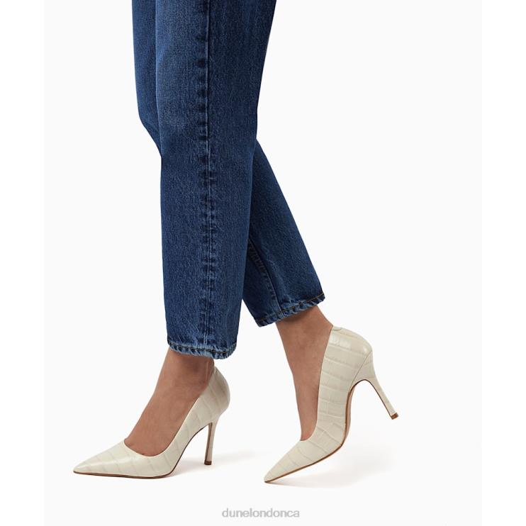 Dune London Bento Women Croc Court Heels Cream 2Z0DB349