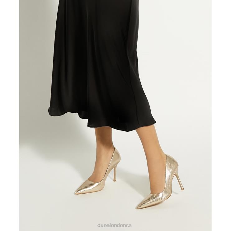 Dune London Bento Women Croc Court Heels Gold 2Z0DB58