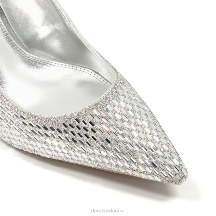 Dune London Blinding Women Jewel Embellished Stiletto Heel Court Shoes Silver 2Z0DB571