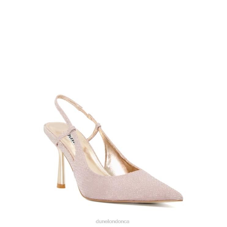 Dune London Cabanna Women Metallic Slingback Court Shoes Rose Gold 2Z0DB576