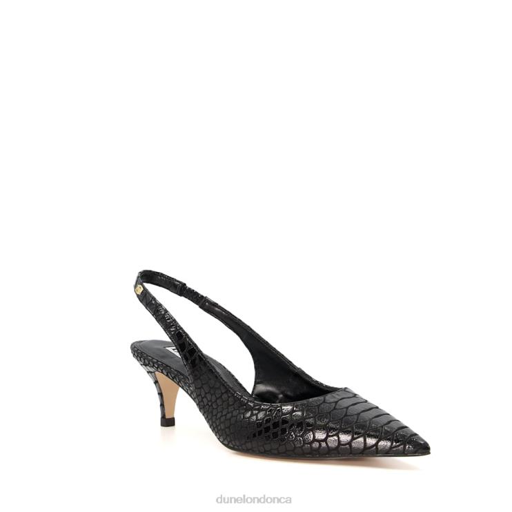 Dune London Capitol Women Reptile-Effect Leather Slingback Courts Black 2Z0DB524