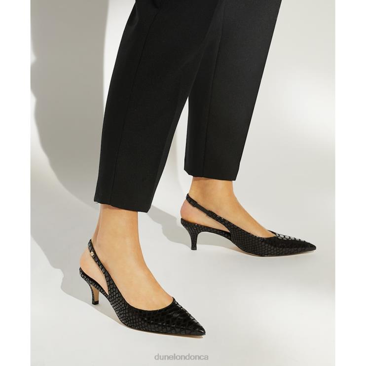 Dune London Capitol Women Reptile-Effect Leather Slingback Courts Black 2Z0DB524