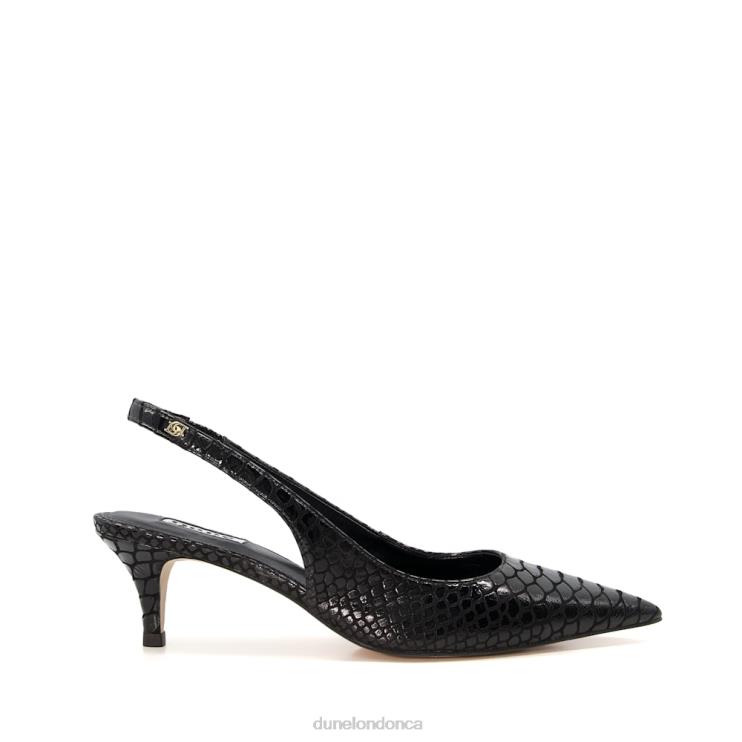 Dune London Capitol Women Reptile-Effect Leather Slingback Courts Black 2Z0DB524