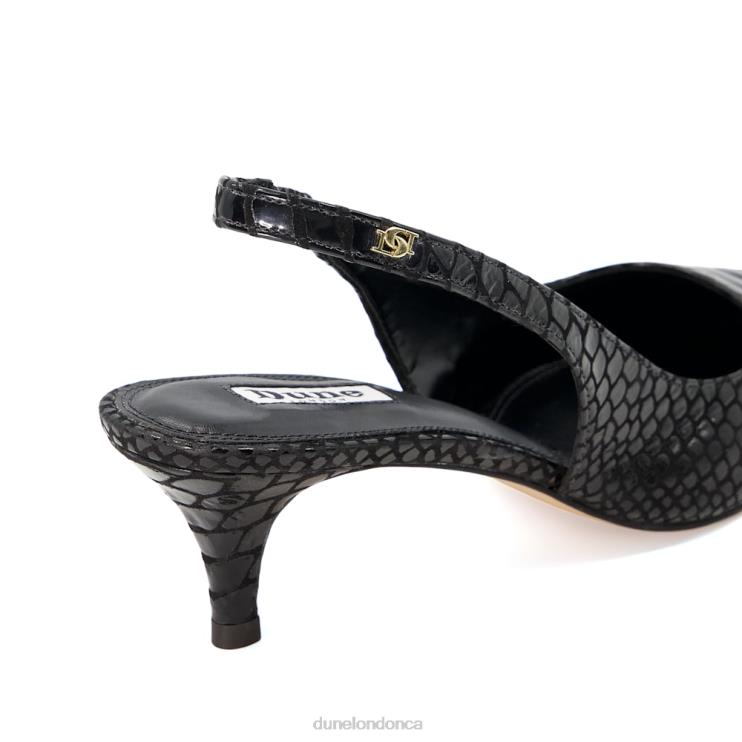 Dune London Capitol Women Reptile-Effect Leather Slingback Courts Black 2Z0DB524