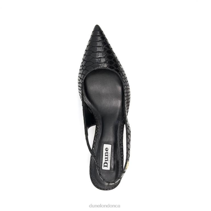 Dune London Capitol Women Reptile-Effect Leather Slingback Courts Black 2Z0DB524