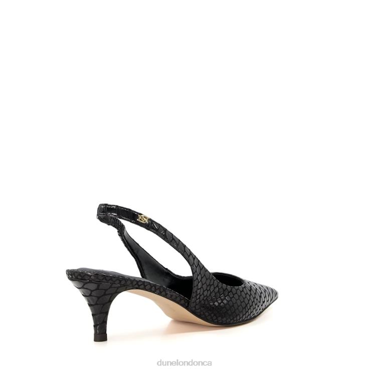 Dune London Capitol Women Reptile-Effect Leather Slingback Courts Black 2Z0DB524