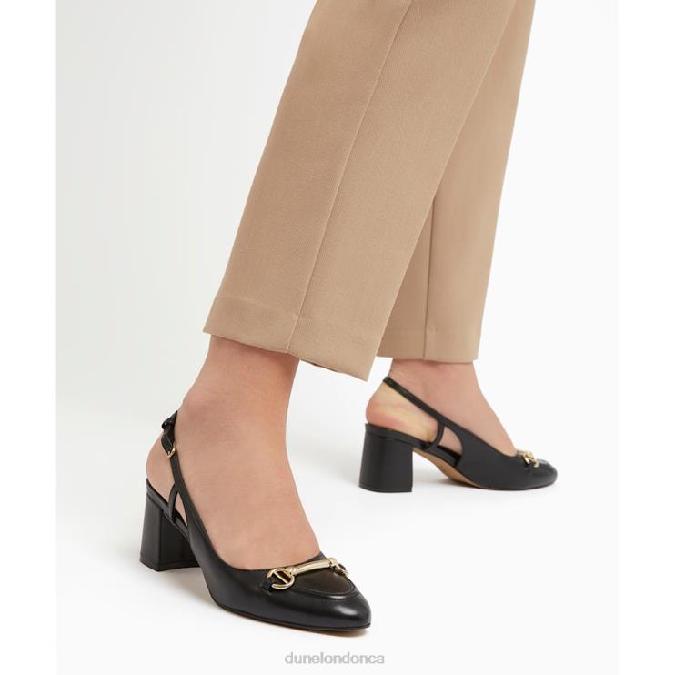 Dune London Cassie Women Snaffle-Trim Block-Heel Slingback Courts Black 2Z0DB387