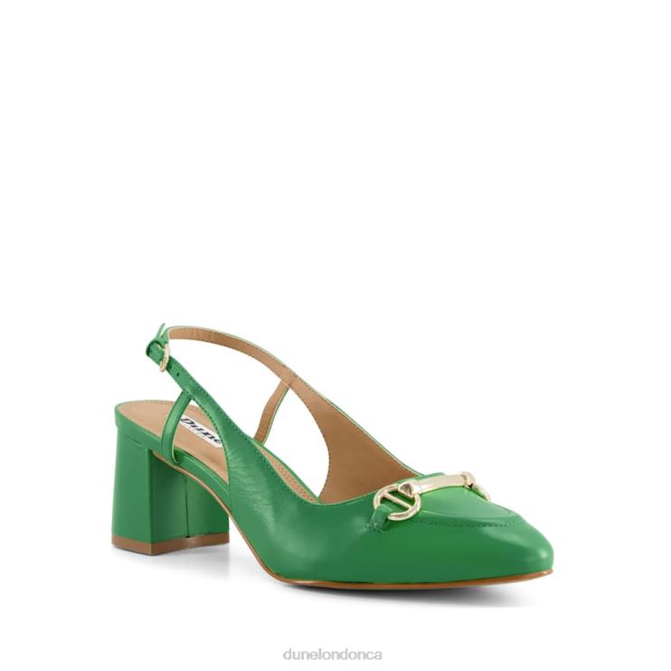 Dune London Cassie Women Snaffle-Trim Block-Heel Slingback Courts Green 2Z0DB350