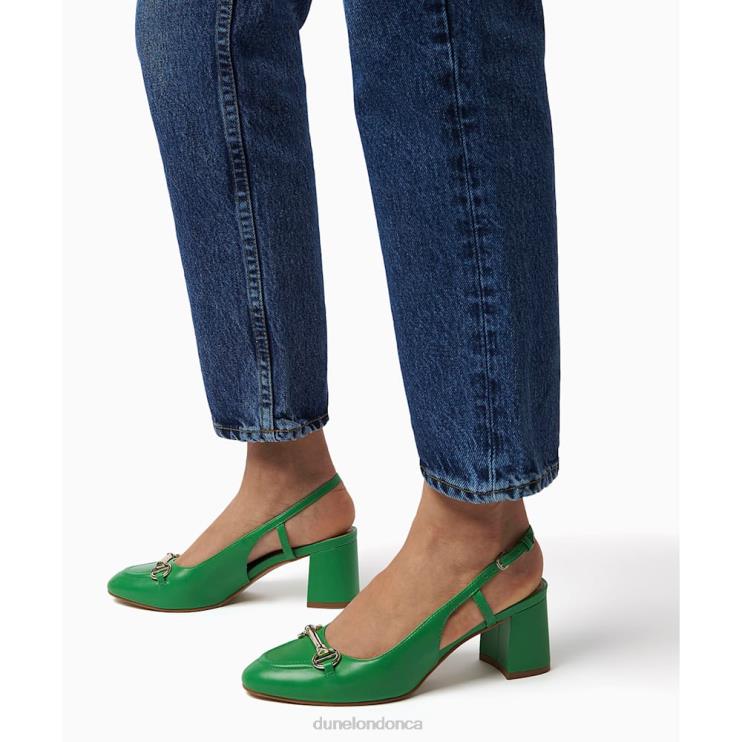 Dune London Cassie Women Snaffle-Trim Block-Heel Slingback Courts Green 2Z0DB350