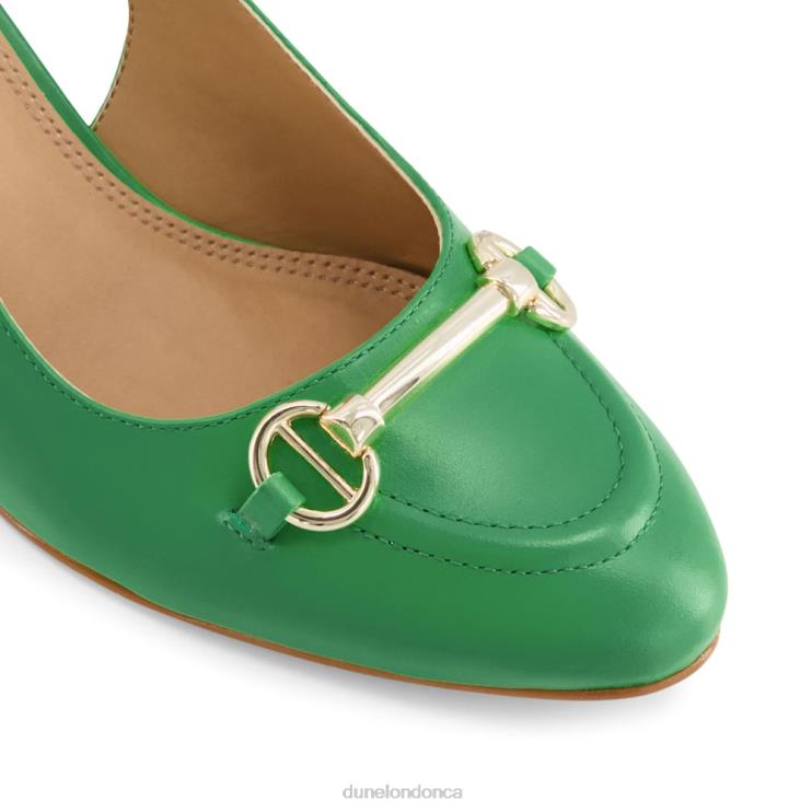 Dune London Cassie Women Snaffle-Trim Block-Heel Slingback Courts Green 2Z0DB350
