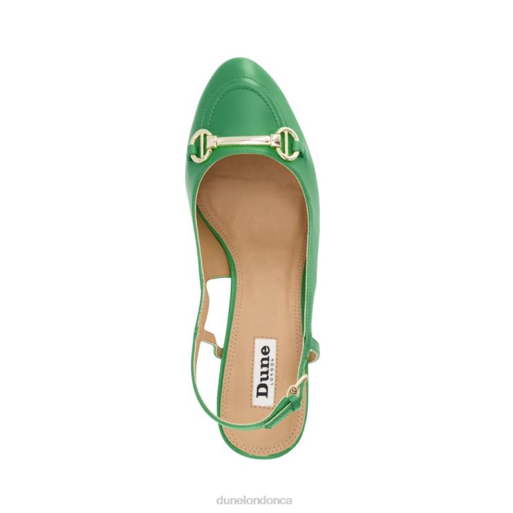 Dune London Cassie Women Snaffle-Trim Block-Heel Slingback Courts Green 2Z0DB350