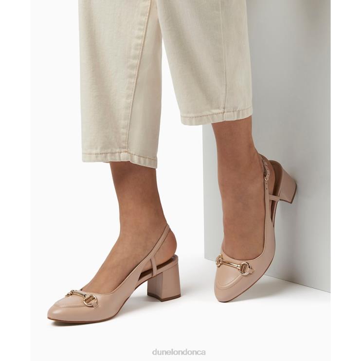 Dune London Cassie Women Snaffle-Trim Block-Heel Slingback Courts Nude 2Z0DB507