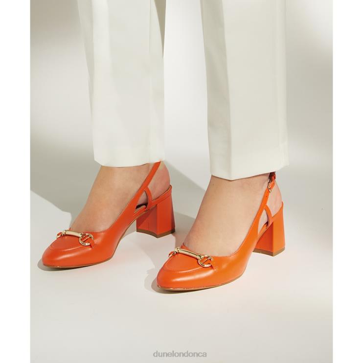 Dune London Cassie Women Snaffle-Trim Block-Heel Slingback Courts Orange 2Z0DB492
