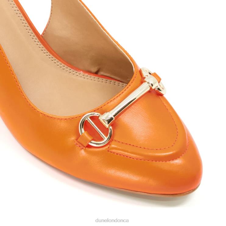 Dune London Cassie Women Snaffle-Trim Block-Heel Slingback Courts Orange 2Z0DB492