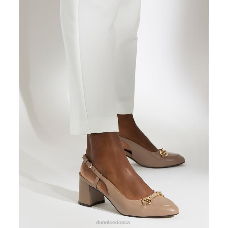 Dune London Cassie Women Snaffle-Trim Block-Heel Slingback Courts Taupe 2Z0DB595
