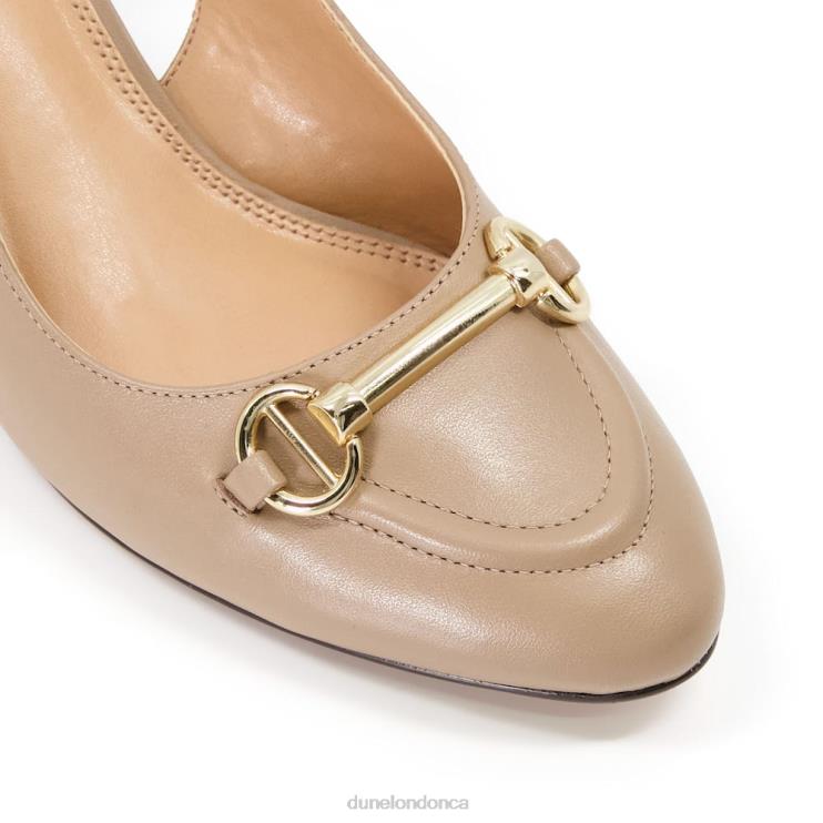 Dune London Cassie Women Snaffle-Trim Block-Heel Slingback Courts Taupe 2Z0DB595