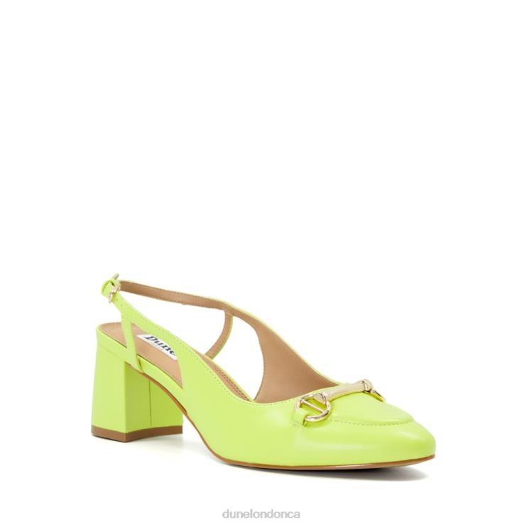 Dune London Cassie Women Snaffle-Trim Leather Block-Heel Slingback Courts Lime Green 2Z0DB67