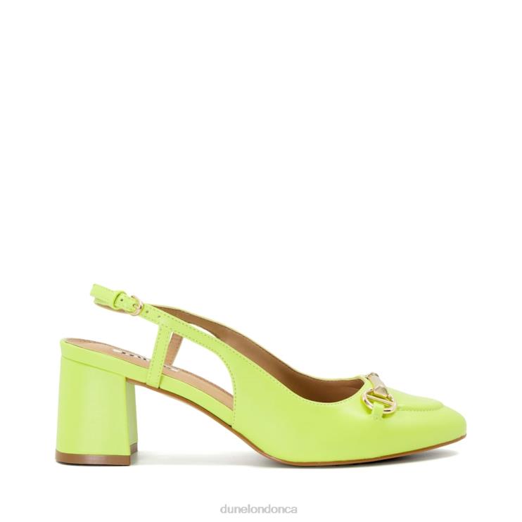 Dune London Cassie Women Snaffle-Trim Leather Block-Heel Slingback Courts Lime Green 2Z0DB67